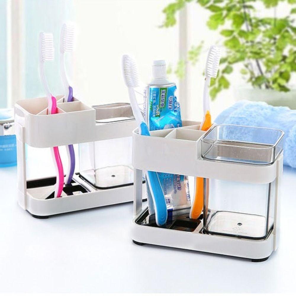 2-in-1 Toothpaste Rack Stand Multifunctional Mouthwash Cup Set Toothbrush Holder  for Men and Women