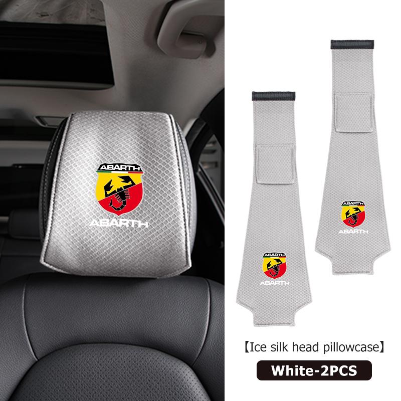 Car Ice Silk Headrest Cover Neck Storage Pillowcase Accessories For Abarth FIAT 500 Ducato Stilo Palio UNO Astra Bravo Tipo