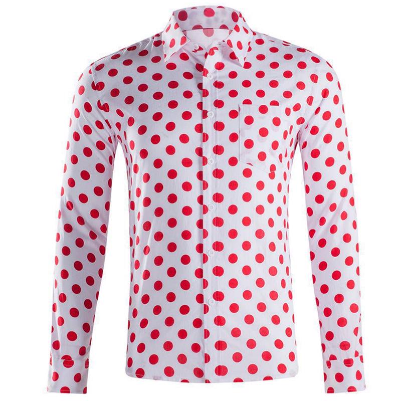 Wish2024 Men's 3D Print Polka Dot Long-Sleeved Shirt - European & American Style
