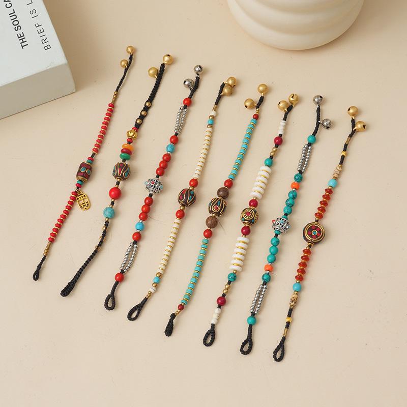 Bracciale a Campanella Etnico Tibetano Tessuto a Mano: Accessorio di Lusso di Nicchia Retrò