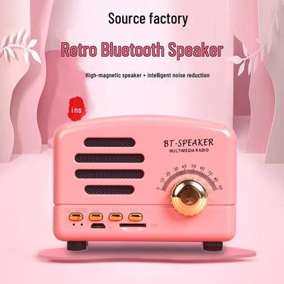 Mini Retro Bluetooth Speaker - Portable, Creative Gift with Radio & Card Insert for Mobile & Computer Use
