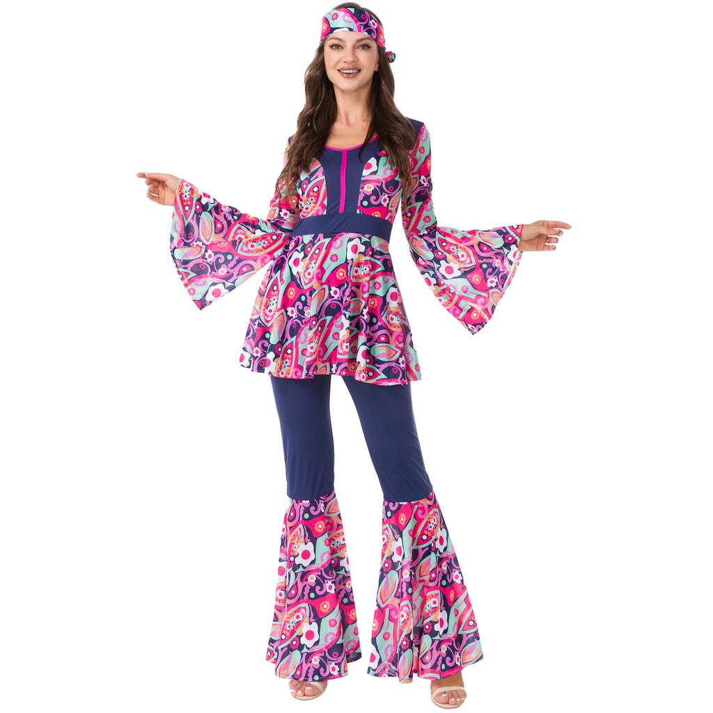 80s retro hip hop clothes stage clothes cos clothes European beautiful women Indian primitive indigenous clothes