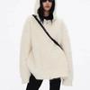 Knitted Hooded Double Zipper Short Cardigan Small Sweater Women's Spring and Autumn Temperament Simple Lazy Wind Sweater Jacket