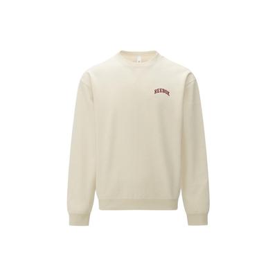 Reebok Alphabet Print Knit Pullover Pure Cotton Sweatshirt Unisex Tops Beige 24SRC303UGM0
