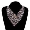 Aesthetic Leopard Print Necklace Chain Choker Detachable Collar Metal Triangular Scarf  Girls