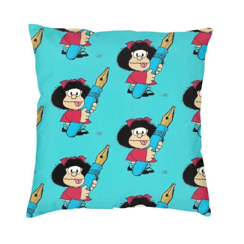 

Mafalda And Flowers Cushion Cover Two Side Printing Argentina Manga Quino Cartoon Floor Pillow Case Pillowcase Home Decoration 30x30cm 12x12in