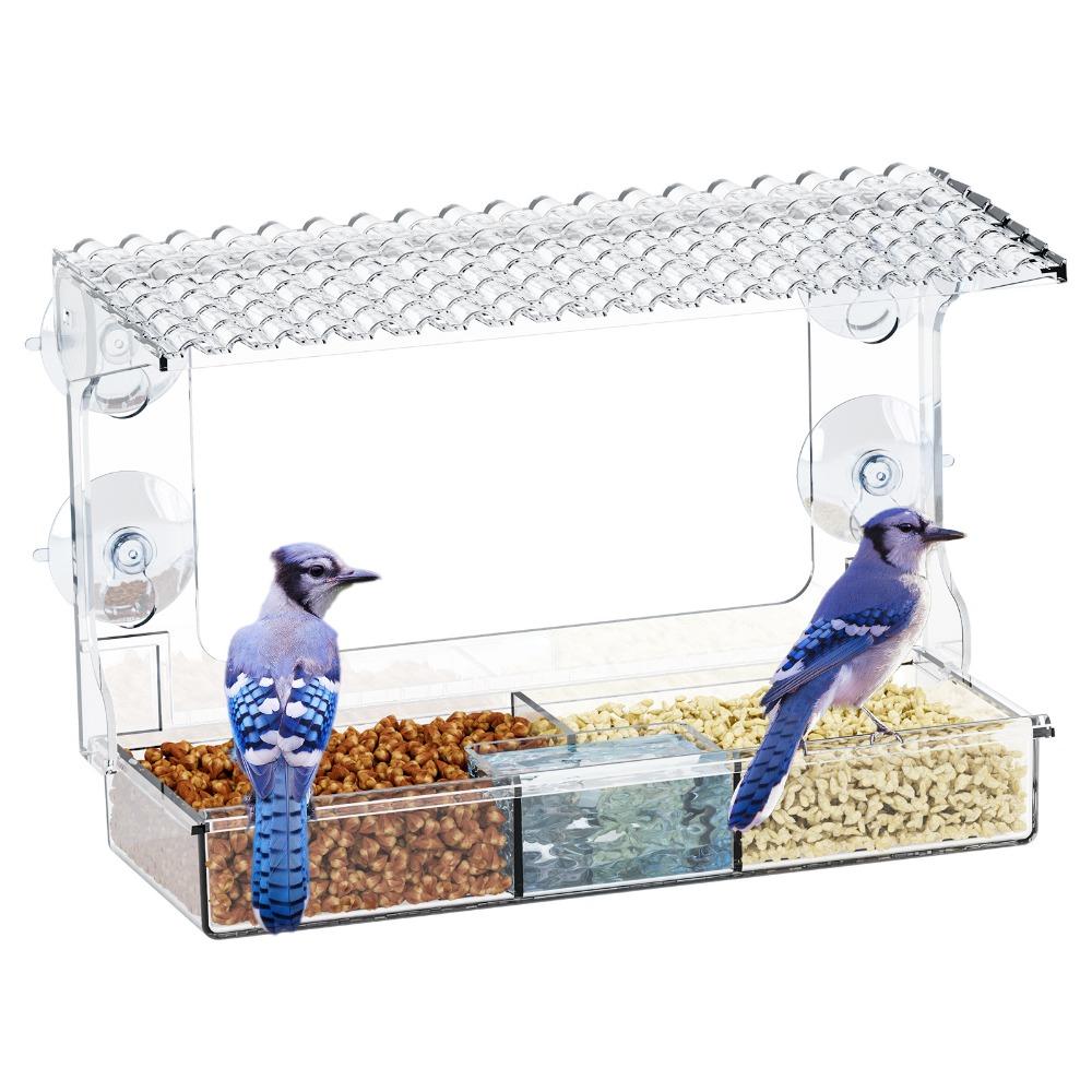 

Transparent Window Bird Feeder with Strong Suction Cups - Outdoor Plastic Bird House Cage, No Drilling Required, Wild Bird Watching
