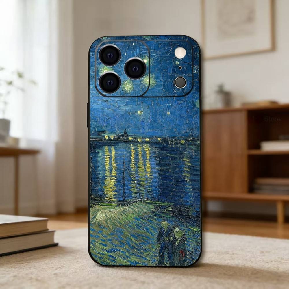 R-Retro V-Van G-Gogh O-Oil P-Painting Phone Case For iPhone 17,16,15,14,13,12,11 Plus,Pro Max,XS,Soft Silicone Black Cover