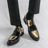 Luxury New Designer Men's Gold Silve Black Mixed Lace Up Fashion Patent Leather Shoes Formal Wedding Dress Homecoming Footwear