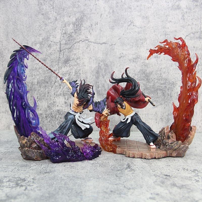 Demon Slayer Gk Fierce Battle Kokushibo Vs Yoriichi Tsugikuni Beautiful Model Statue Figurine Desktop Computer Case Ornament Toy