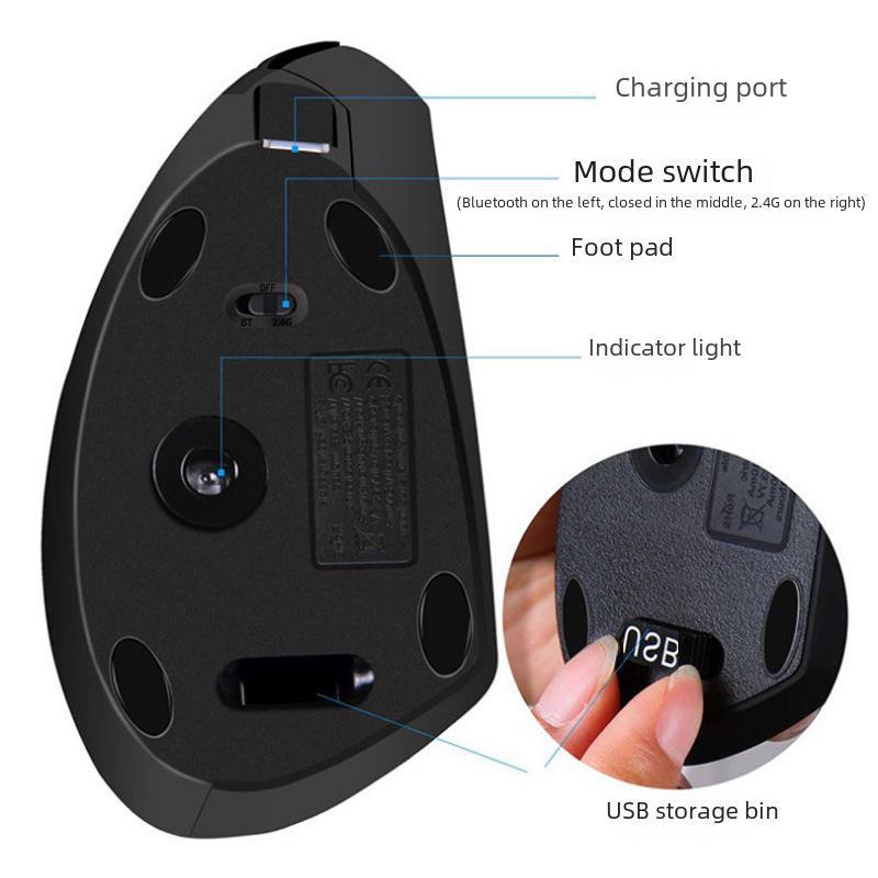 Dual-Mode Bluetooth 5.0 Wireless & 2.4G Charging Vertical Mouse