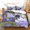 Cool Cute Shiunji Siblings Character Print 3 In 1 Quilt Cover Set With Two Pillowcases Japanese Manga Style Bedroom Home Decorat