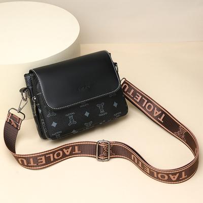Borsa a tracolla quadrata piccola stampata, retrò e squisita