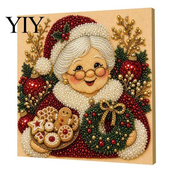 Sparkling Bead Painting Sets Christmas Faux Pearl Art Kit, DIY Snowman 3D Resin Xmas Scenes Crafting Project for Adults Beginners, Home Festive