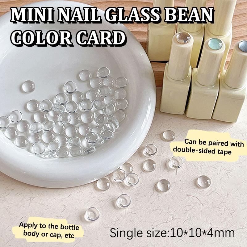 

40Pcs Round Glass Color Card Clear Nail Art Display Designs Stickers Tips Flat Back Board Round Drop Nail Salon Tools one size