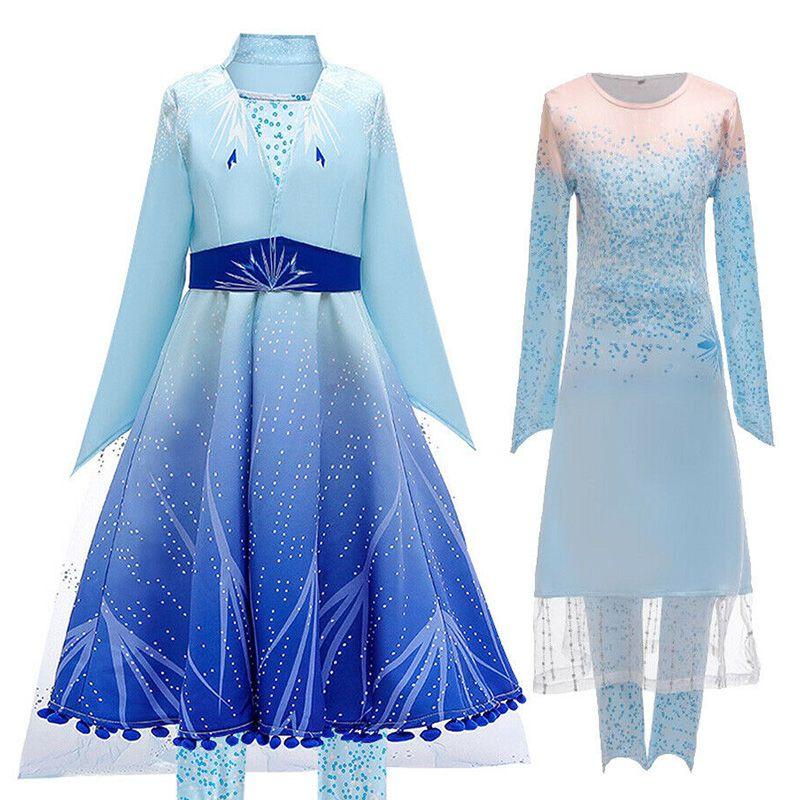 Die Eiskönigin Elsa Anna Kinder Cosplay Kostüm Elegantes Prinzessinnenkleid für Mädchen