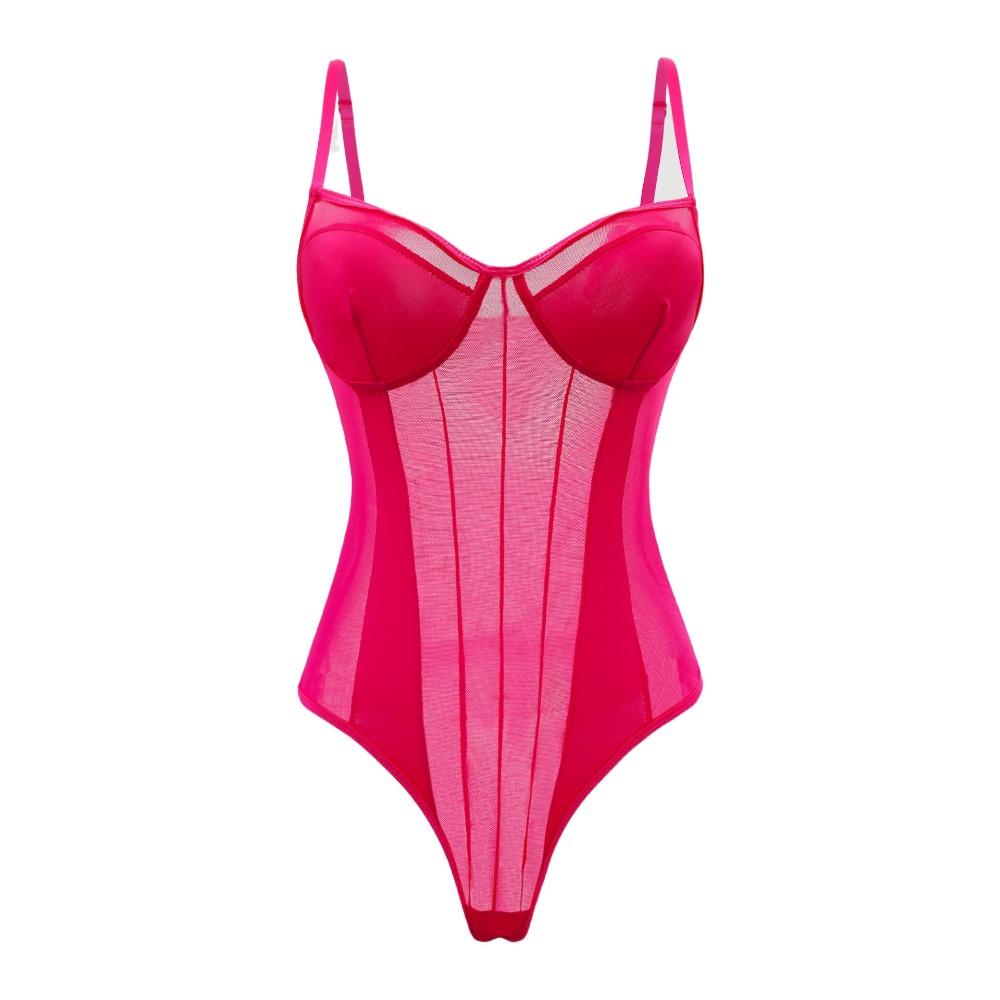 

Комбинезоны без рукавов с глубоким V-образным вырезом, прозрачный сетчатый боди, женские модные комбинезоны-майки для вечеринки M розы красного