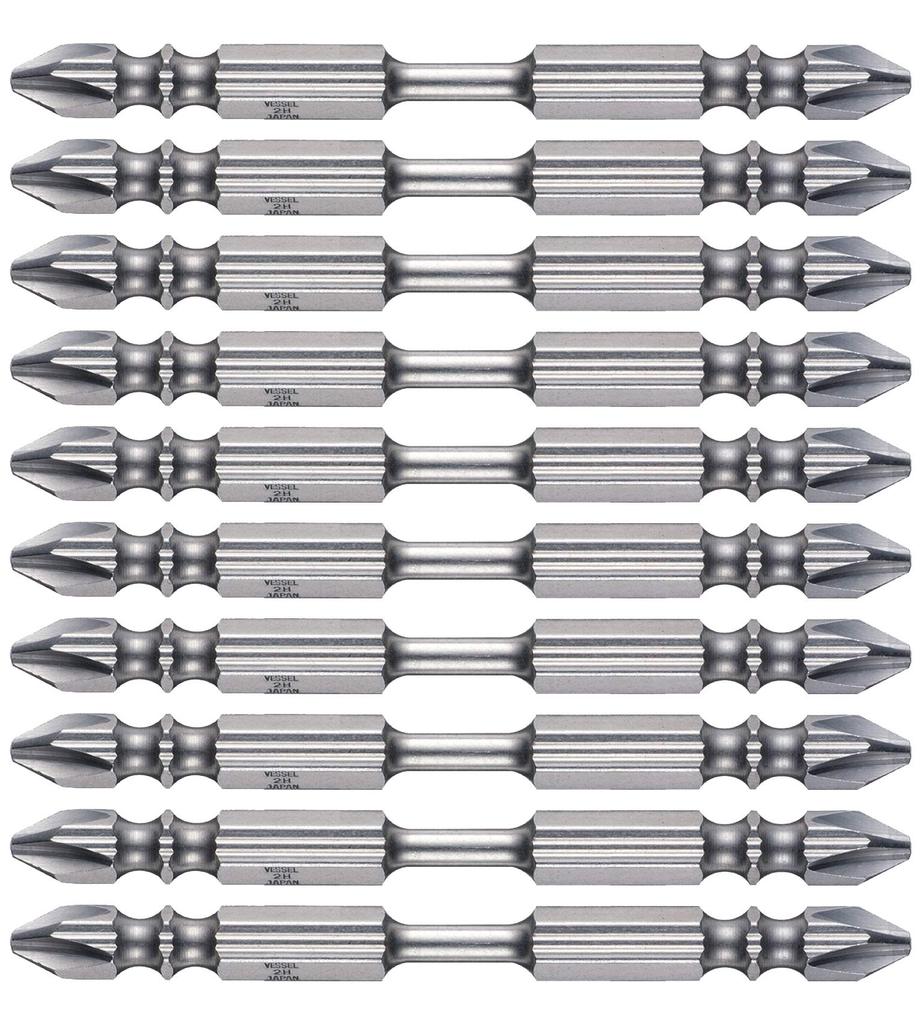 VESSEL Super Torsion Set RS10P2082F Bits, +2x3.7x82, 10-Piece (High Hardness)