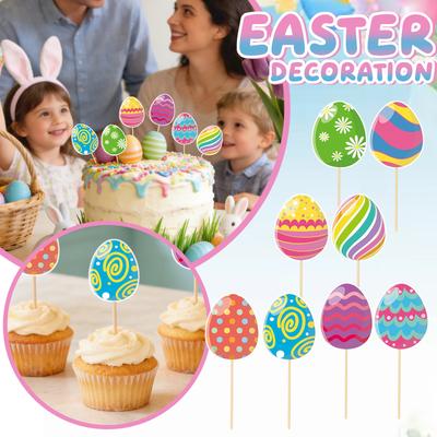 8pcs Easter Cupcake Toppers 8 Unique Designs Plastic Perfect For Cupcakes, Muffins, Desserts Ideal For Easter Showers