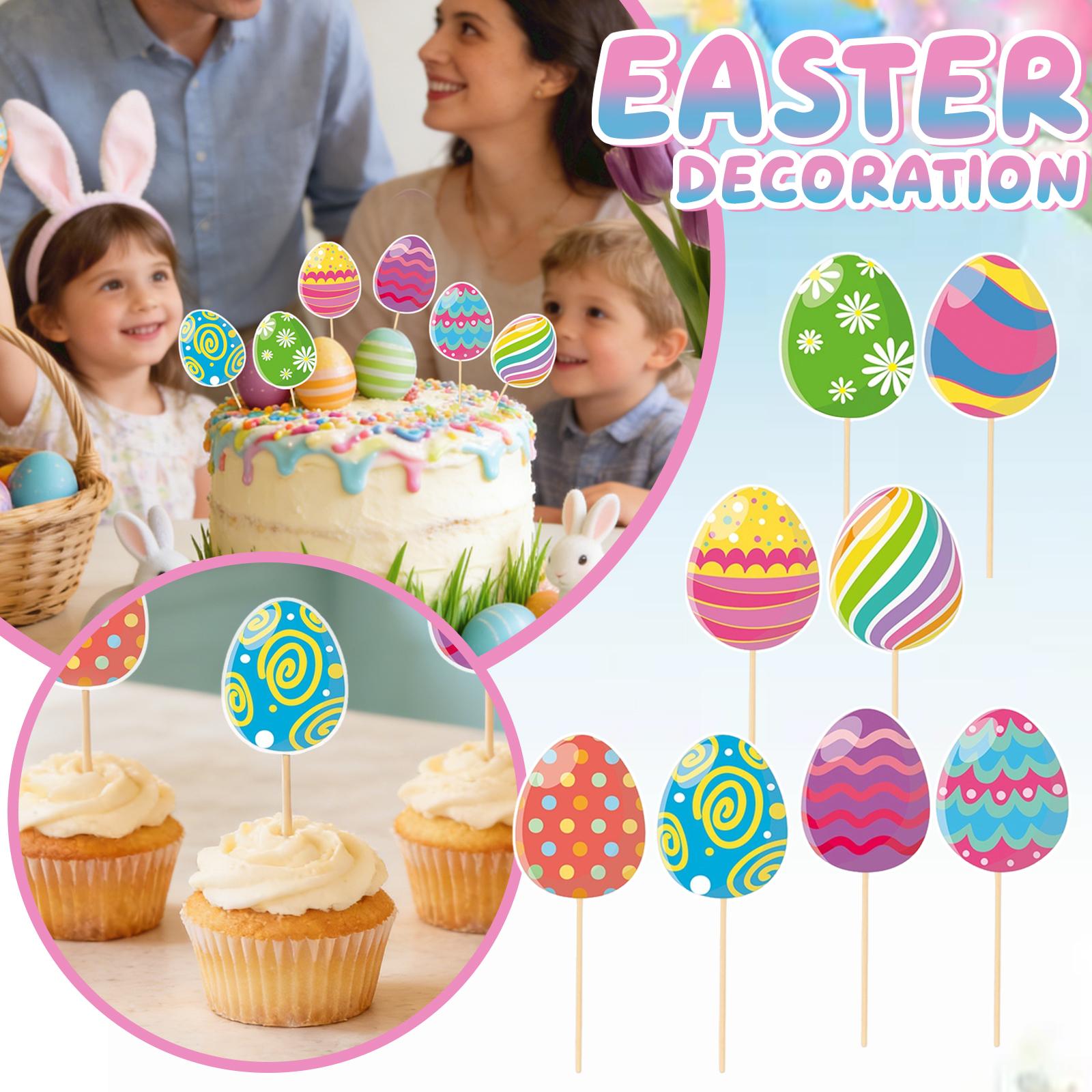 

8pcs Easter Cupcake Toppers 8 Unique Designs Plastic Perfect For Cupcakes, Muffins, Desserts Ideal For Easter Showers