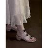 Fashion Hot Selling 2025 Summer Women's Sandals New Fashion Buckle Strap Dress Sandals Crystal Bow Tie Square Heel Round ToeShoes Female