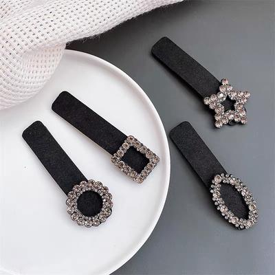 Luxury Black Geometric Bb Hair Clip Retro Children Girls Clip Temperament Heart  Hairpin Hair Accessorie Gift