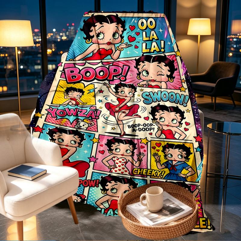 Betty Boop Print Blanket - Soft & Comfortable, for Bedroom, Travel, Sofa, Home Decoration - Birthday Christmas Gift for Friend