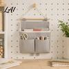 Door Hanging Pocket Organizer Wall Storage Bag with 3 Pockets Cotton And Linen Waterproof Foldable for Kitchen Pouch Over The Closet Bedroom