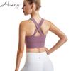 Fashion Zipper Sport-Bh Crop Top Fitness Frauen Sportswear Bhs für Fitness Kreuz Sammeln Gurtband Stretch Fitness Yoga Unterwäsche