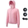 Women's Summer Fan Jacket (Including A Set Of 9-blade Brushless 5V Fans) Long Sleeved Hooded Zipper Heatstroke Proof Solid Color Work Clothes