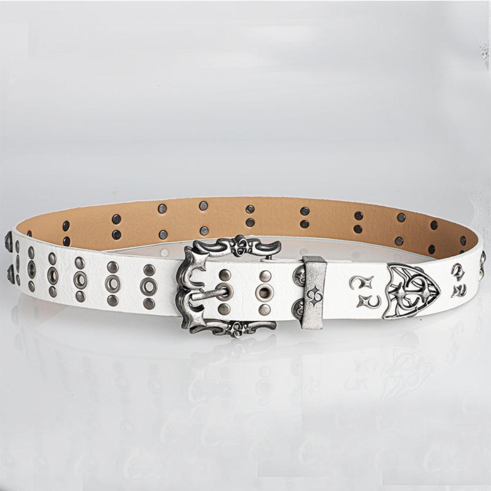 

Metal Chic PU Belt Rivert Gradient Imitation Cow Belt New Y2K Jeans Decoration Jeans Decoration білий