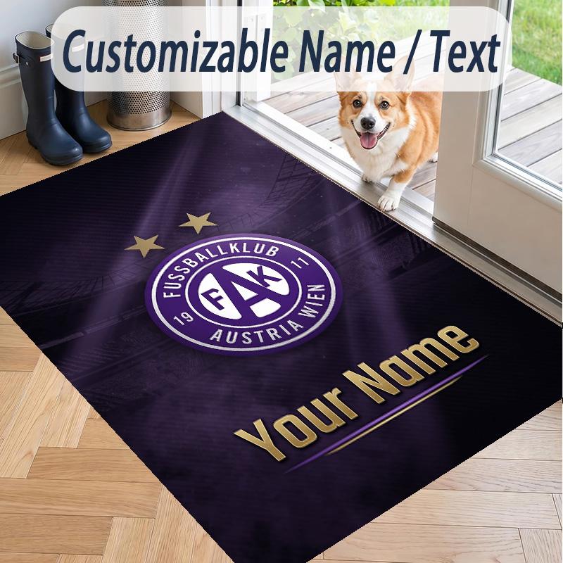 Custom Text Printed Rug Austria Wien FC Non Slip Floor Carpet For Home Room Decor