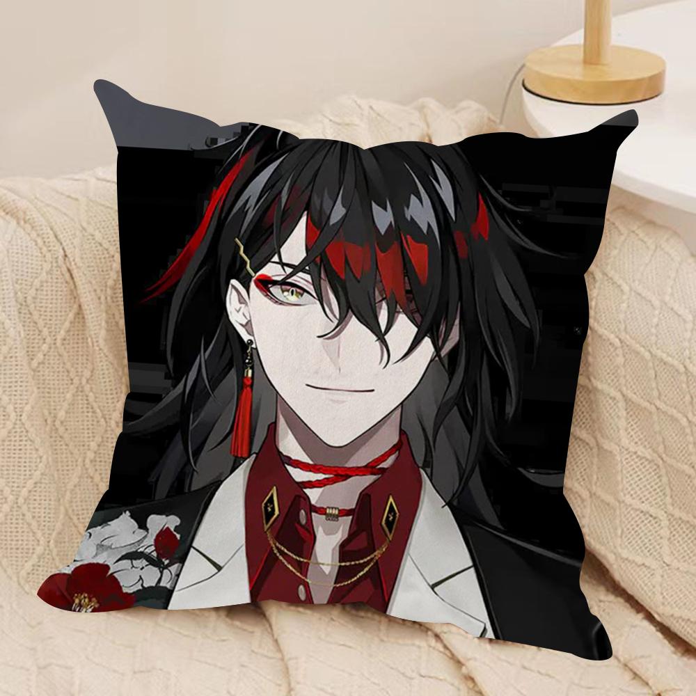 Vtuber V-Vox Akuma Cushion Cover Silky Short Plush Double-Sided Printed Pillow Case For Sofa All Seasons Home Decor Gift