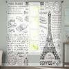 Black And White Paris Drawing Tulle Curtains for Living Room Drapes Window Sheer Modern Curtains for Bedroom Decor