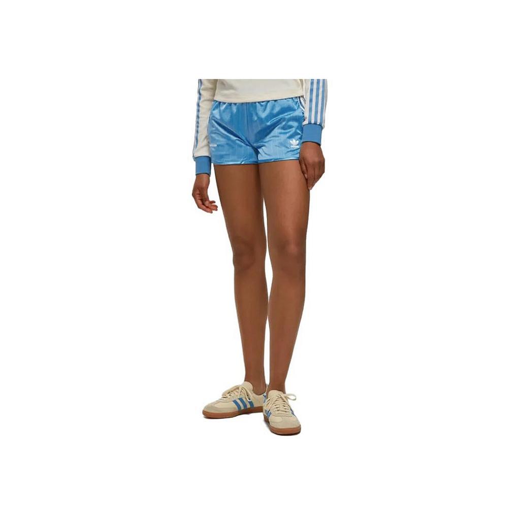 Adidas Originals, Sporty & Rich Adidas Trefoil X Sporty & Rich SS23 Logo Stripe Casual Sport Shorts Women Bottoms Blue IN5252