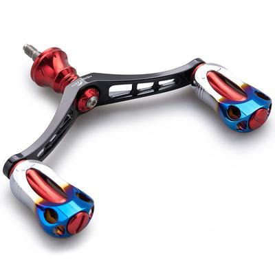 ERHÖHTER 92mm Rollengriff mit 22mm Knauf für Daiwa und Universelle Spinnrollen Aurora Serie Shimano, (Rot schwarz) (570)