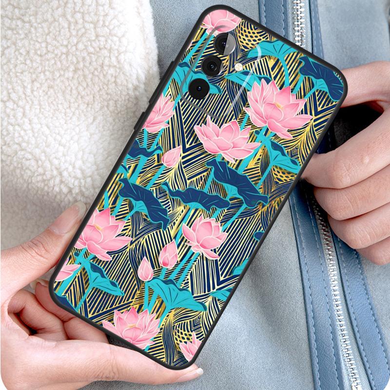 Lotus Flower Phone Case For Samsung Galaxy A55 A35 A25 A15 A51 A71 A12 A32 A52 A13 A33 A53 A14 A34 A54
