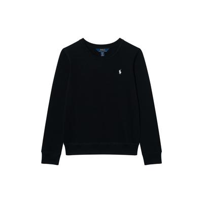 Polo Bluza FW24 Jednolity kolor Mały haft kucyka Pulower z okrągłym dekoltem Długi rękaw Bluzy dziecięce Czarny 313844839-013