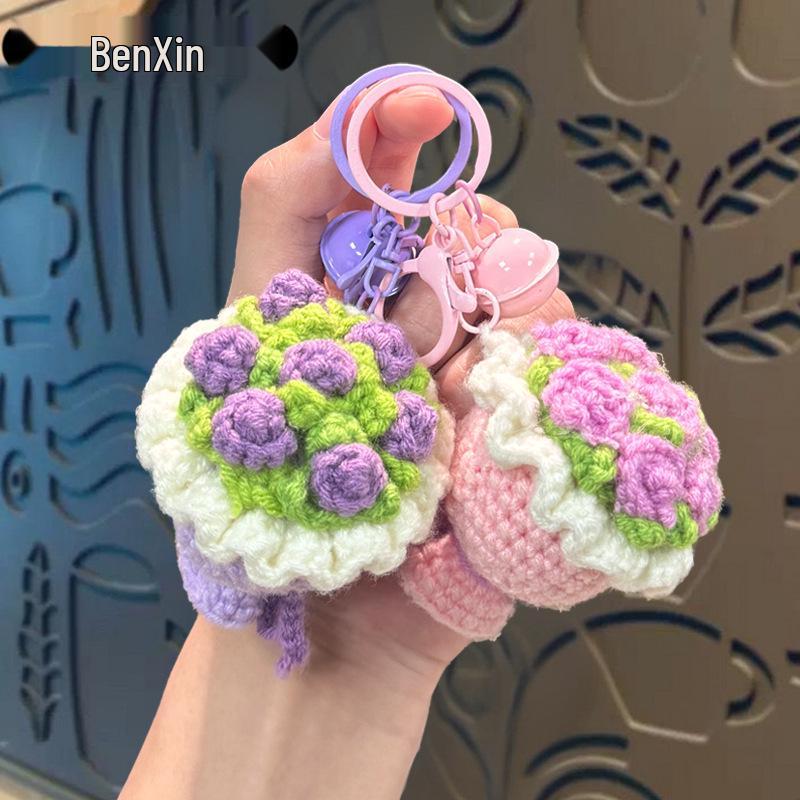 Handmade Crochet Rose Keychain Ornament - Valentine's Day Gift