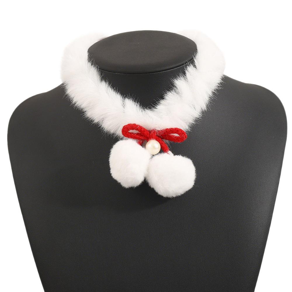 Christmas Tree Christmas Plush Choker Hairball Xmas Clavicle Chain Bow Pendant Necklace  Winter