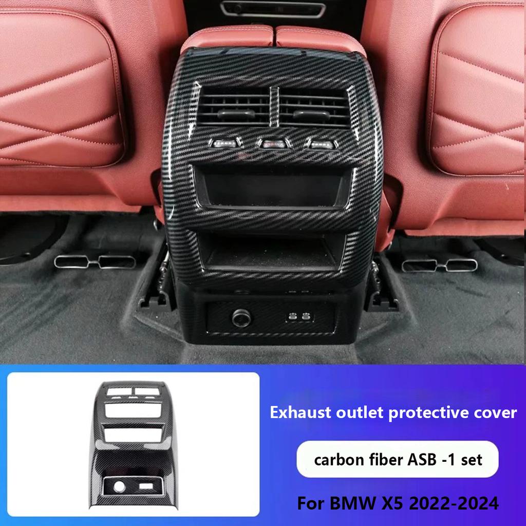 ASB Fibre de carbone Pour BMW X5 G05 X6 G06 - Couvercle de décoration de sortie d'aération arrière Cadre USB Accessoires Auto