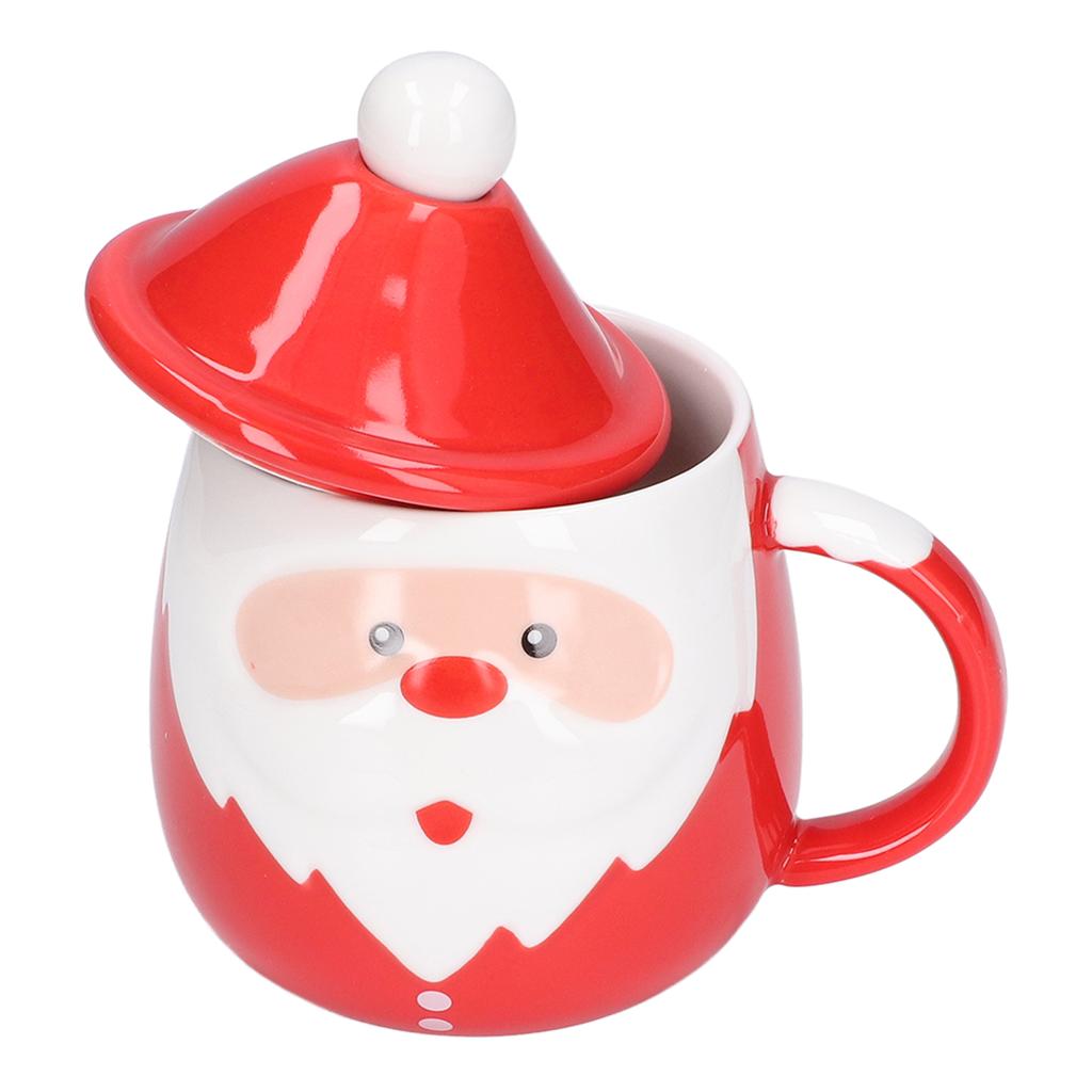 Tazza di Natale da 450 ml, Grande Capacità, Ceramica, Tazza da Tè e Latte, Tazza da Caffè con Coperchio e Cucchiaino per Casa, Tipo D