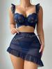 Lace Erotic Lingerie Set Open Babydoll Open Pajamas Deep V Open Bra Crotchless Garter Set Hot Women's See-Through Sex Lingerie