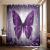 1Pc Purple Butterfly Printed Waterproof Shower Curtain Partition Privacy Hanging Curtain, 12 Hooks, Multiple Sizes
