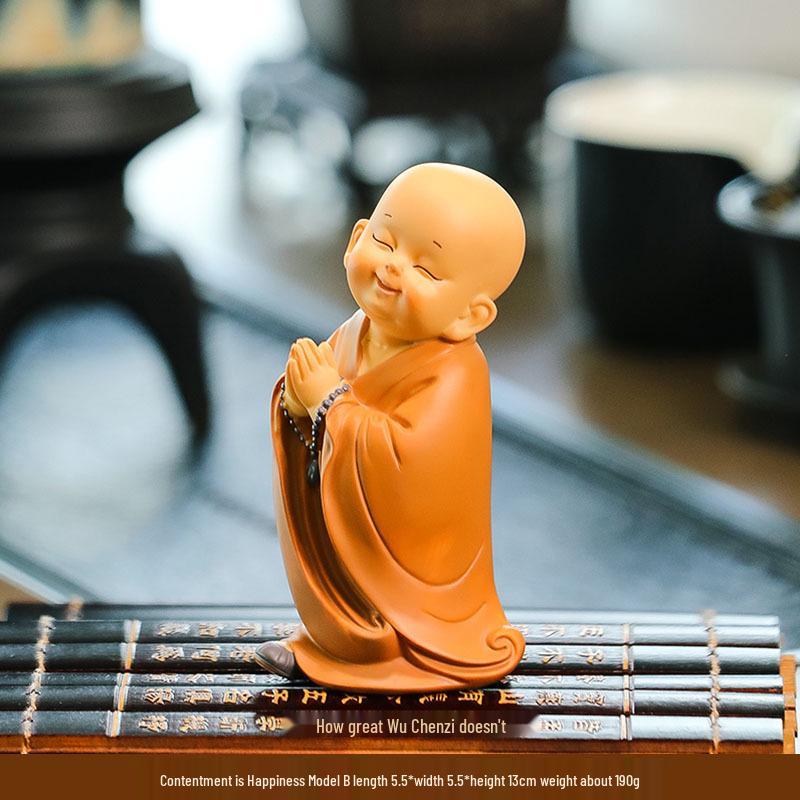 Handmade Cute Little Monk Resin Ornaments for Desktop Decoration