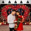 Decorazione di sfondo per foto con rosa a forma di cuore, sfondo fotografico in fibra di poliestere, adatto per matrimoni