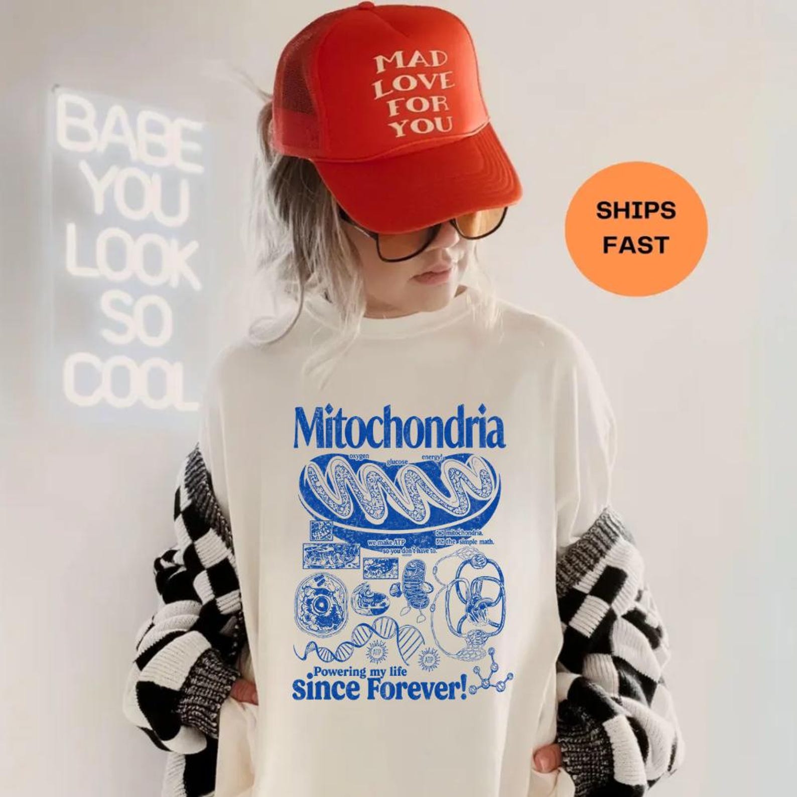 Mitochondria Illustration Tee | Science Cell Biology Shirt S