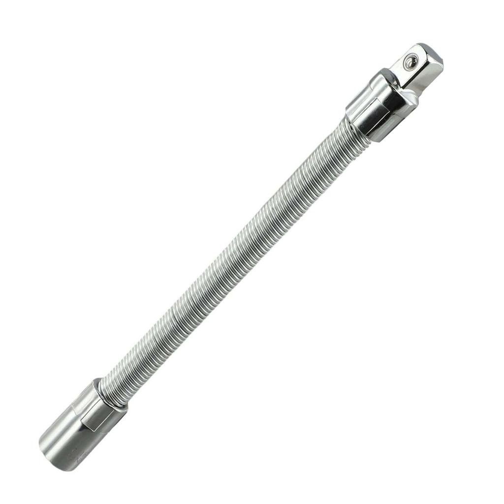 Polished Chrome Plating 1/4\" 3/8\" 1/2\" Driver Flexible Socket Extension Rod Adapter Ratchet Wrench 45 Steel Silver Rod Set