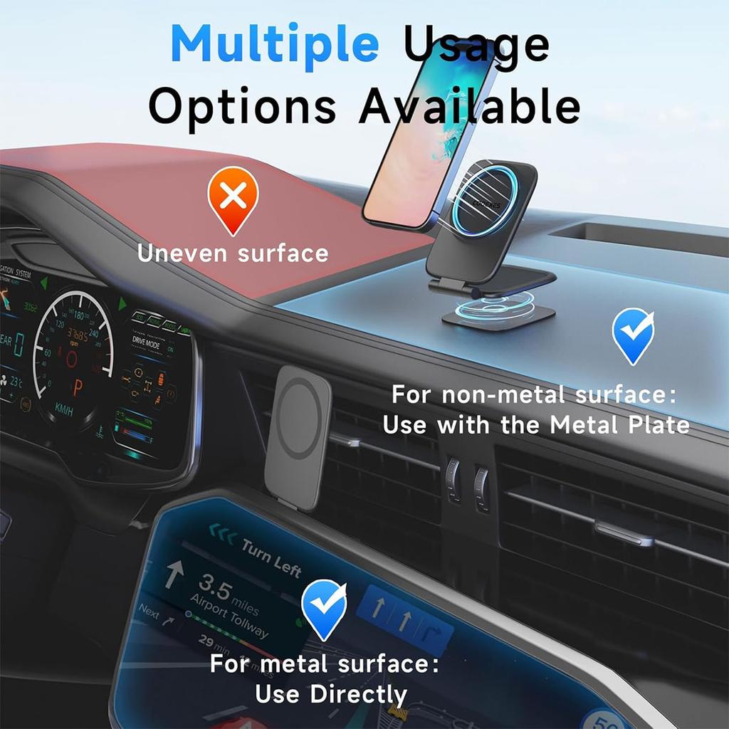 Magnetic Phone Holder for Car, MagSafe Car Mount with Dual Side Strong Magnets, Ultrathin Adjustable Cell Phone Holder, Car