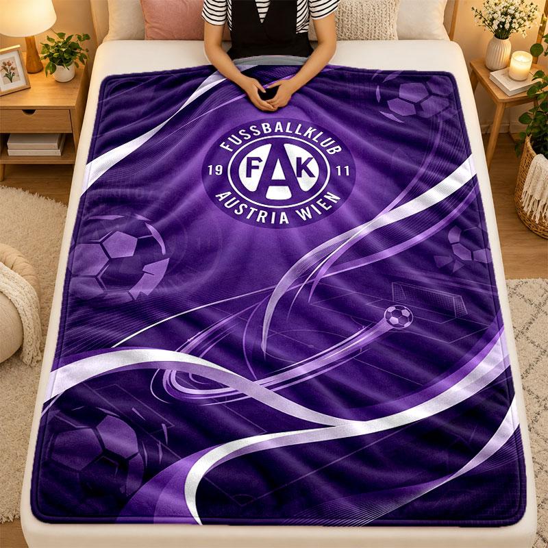 Flannel BlanketAustria Wien FC Warm Soft Throw Blanket for Indoor Sofa Bed Living Room Use